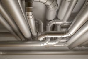 Pipes of HVAC system. 3D Illustration.