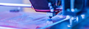 close up photo of futuristic 3d printer. micro and nano electronics