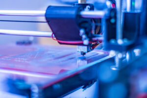 close up photo of futuristic 3d printer. micro and nano electronics