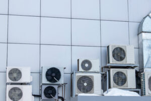 Outdoor air conditioning equipment. Air conditioners are located